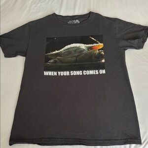 Star Wars Black T-Shirt with Baby Yoda Graphic